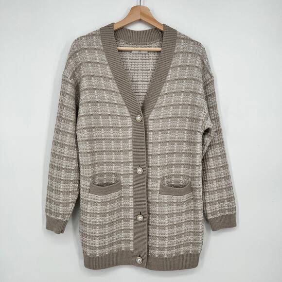 Aritzia Babaton Lacer Cardigan 100% Merino Wool Womens 2XS Oat Cream Sweater